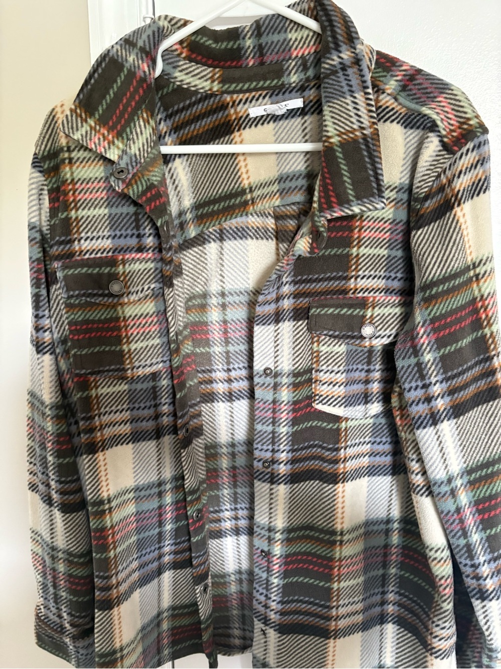 O'Neill Plaid Shacket Jacket in Cream, Green & Black